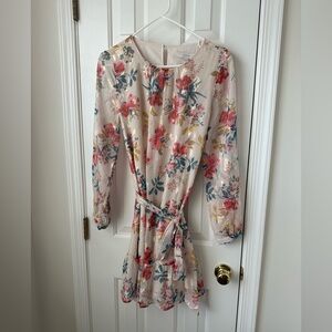 Loft Floral Metallic Dress. Size 8